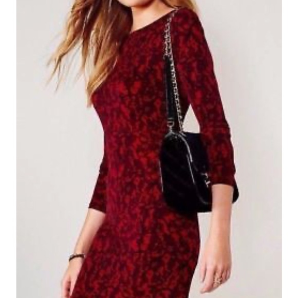 MICHAEL Michael Kors Cinnabar Red and Black Long Sleeve Pullover Dress - Picture 8 of 15